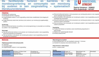 Barrières voor mondzorg bij ouderen in een zorginstelling