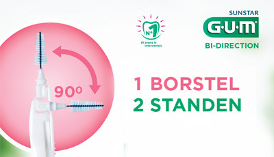 GUM® Bi-Direction – 1 borstel, 2 standen